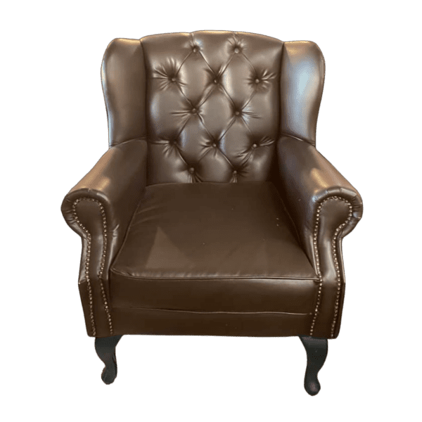 Leather wingback diamond armchair