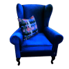 wingback arm chair in blue