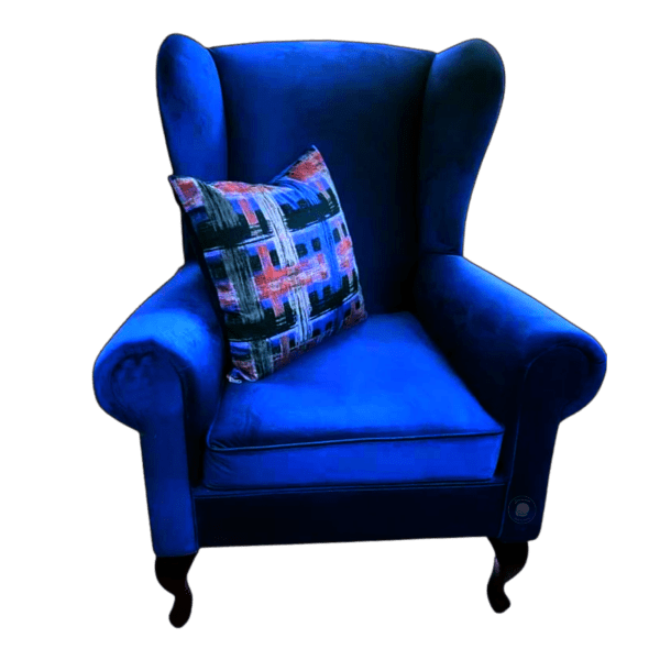 wingback arm chair in blue