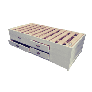 Storage base with double row drawers