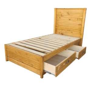 solid wood storage bed with headboard light oak