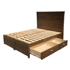 wooden bed with drawers dark oak