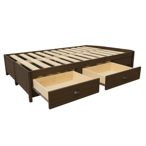 brown White Solid wood storage bed base with drawers Dream Beds