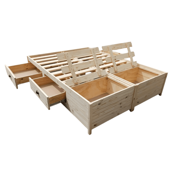 wooden Storage Bed Base with Drawers
