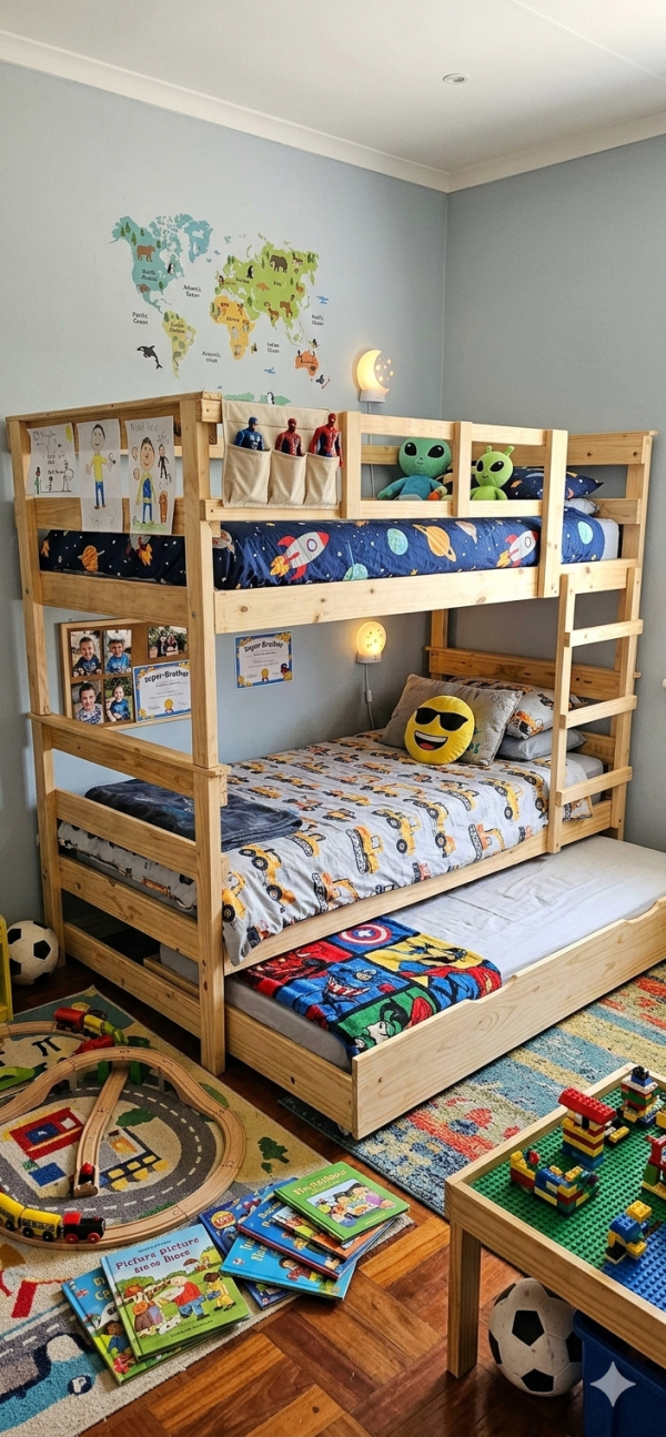 Pine Single Double Bunk Bed with underbed on wheels :: Bargain Bin